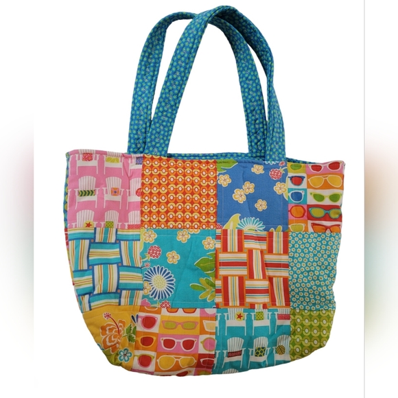 π Funky, colorful patchwork handmade bag - Picture 2 of 8